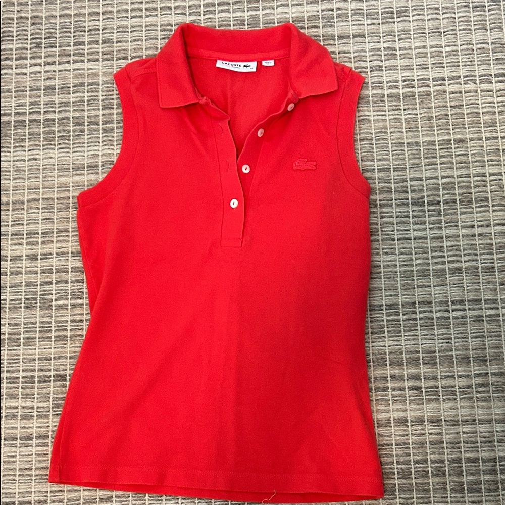 Lacoste Sleeveless Polo Top in berry